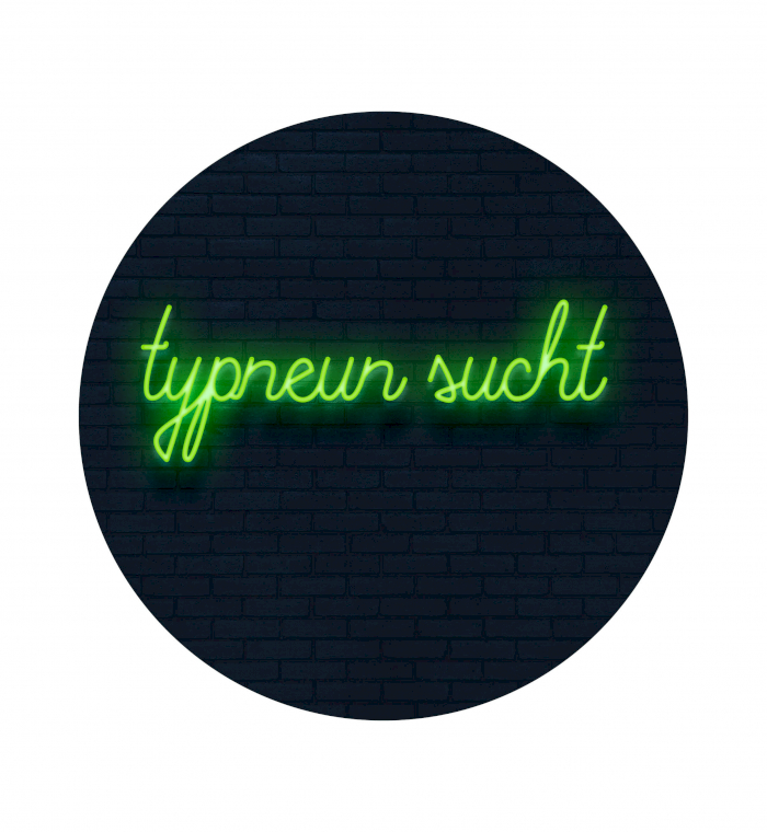 Neonschrift für die Mitarbeitersuche der typneun Designagentur