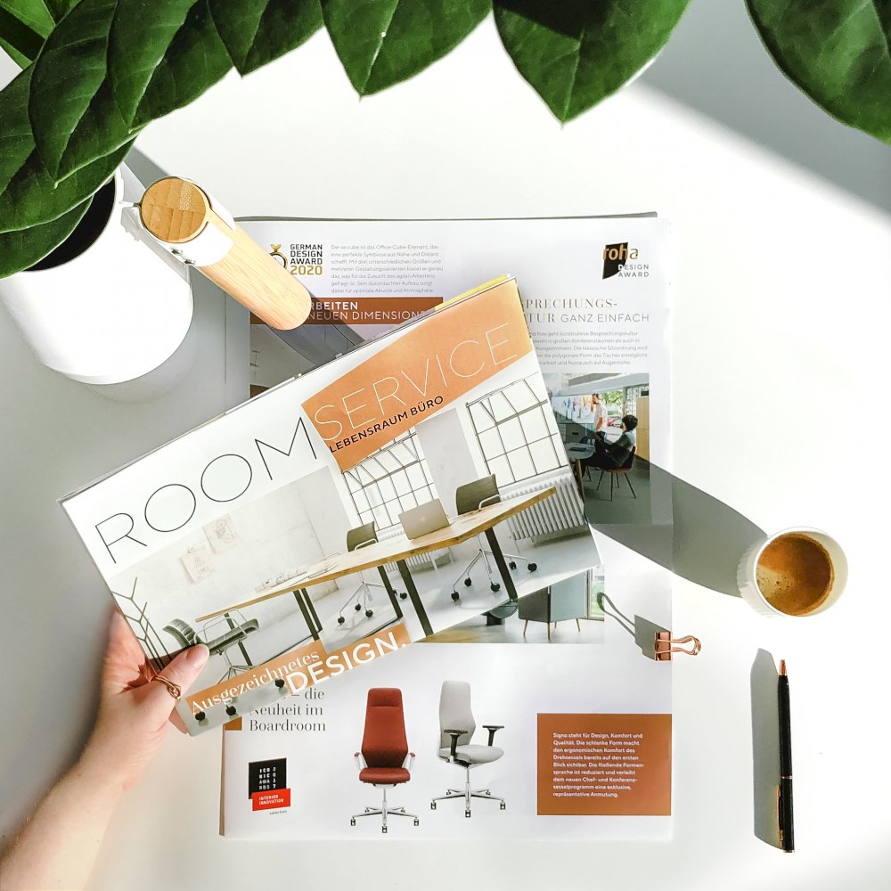roha Büro- und Objekteinrichtung Roomservice Katalog: Printprodukte gestaltet von der typneun Designagentur