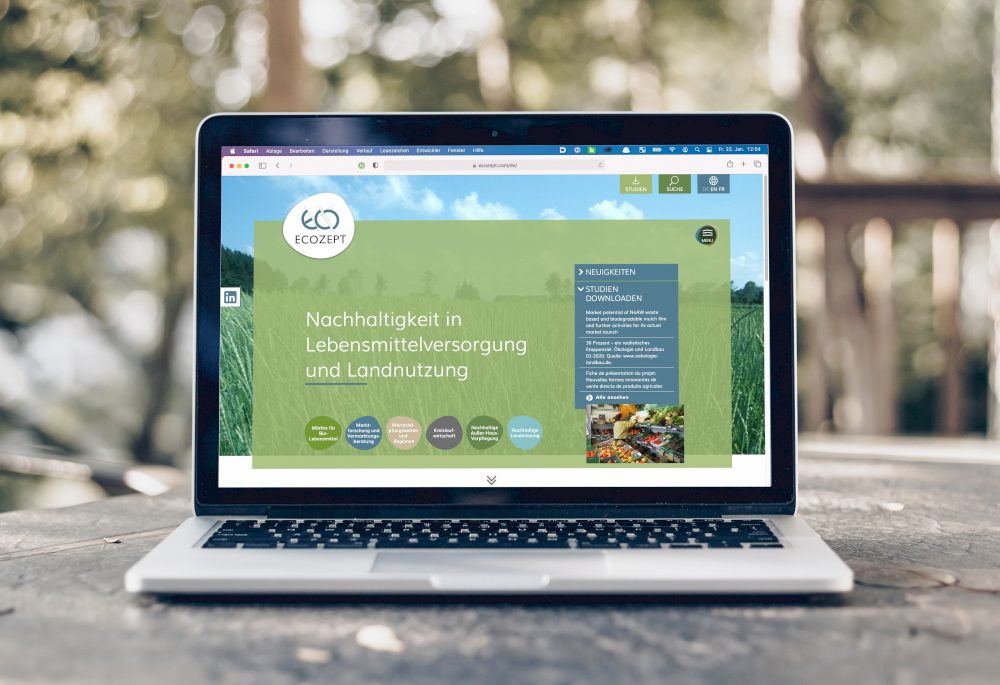 ECOZEPT Webdesign von der typneun Internetagentur auf einem Notebook
