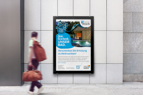 Referenz: Plakat und Monitorwerbung für das fresch Freisinger Erlebnis Schwimmbad