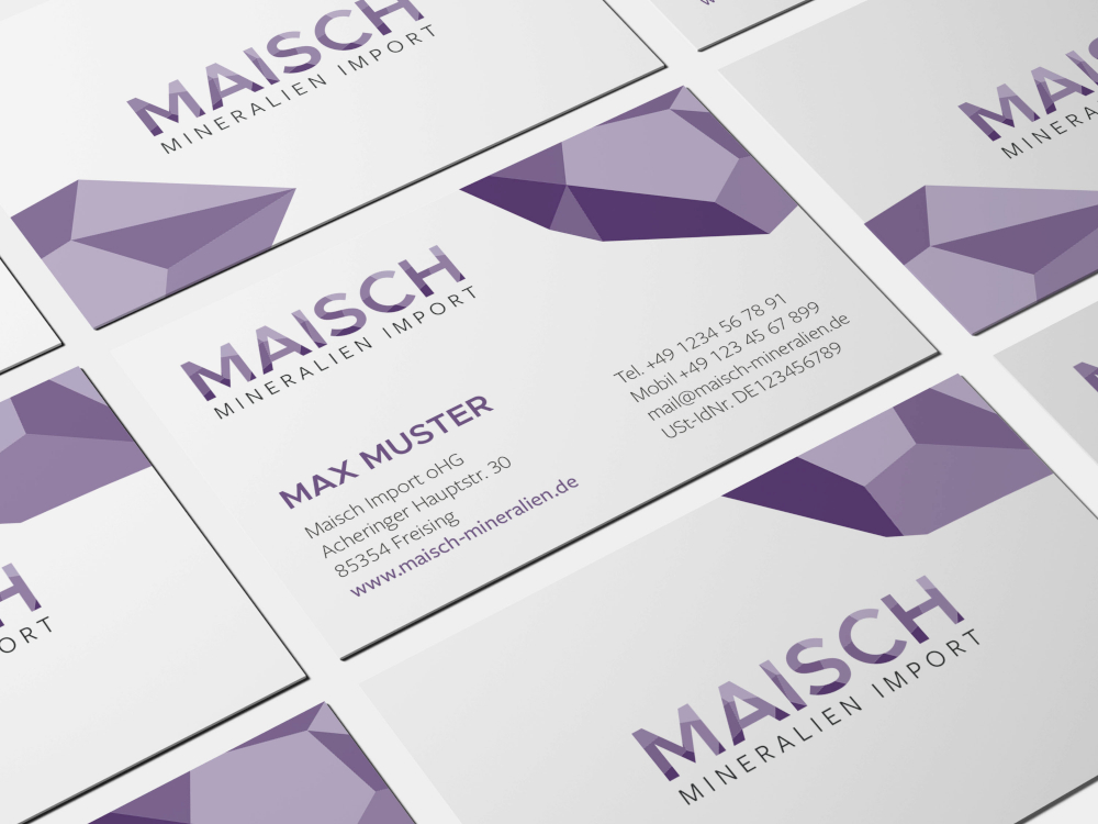 typneun Referenzen: Printdesign auf Visitenkarten für Maisch Mineralien Import