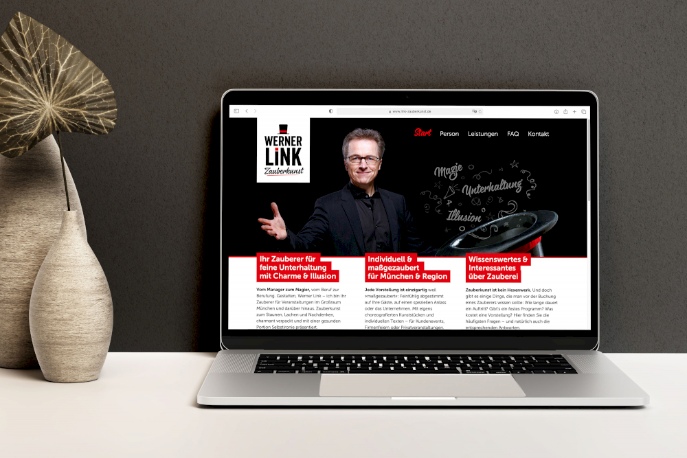 Webentwicklung & Design für Zauberkünstler Werner Link von typneun in Freising