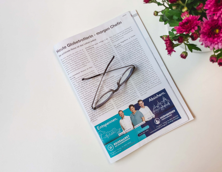 Werbeanzeige für Nürnberger Versicherungen mit handgezeichneter Illustration