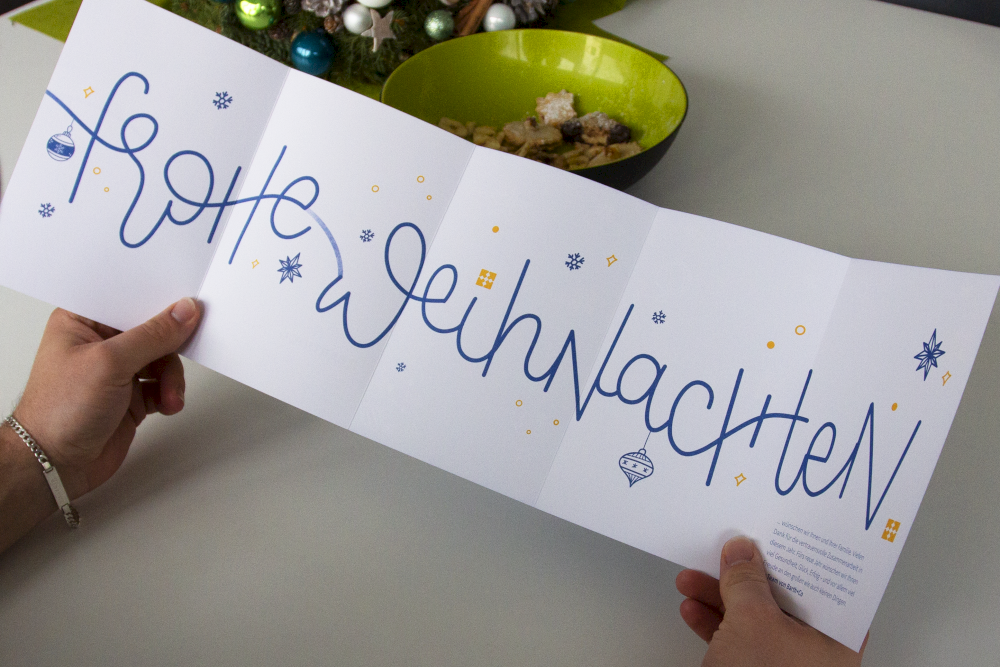 Klappkarte zu Weihnchten mit Handlettering für Barth + Co
