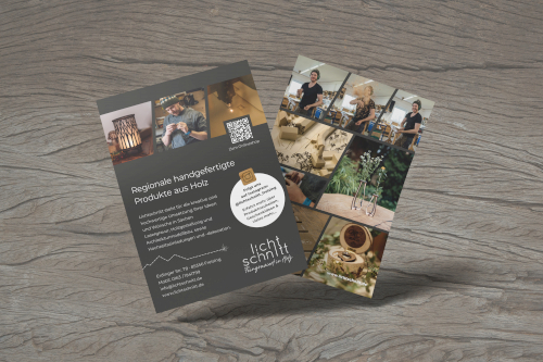 Printdesign auf einem Flyer mit Bildern aus dem Fotoshooting mit typneun Fotografin Birte Lebender